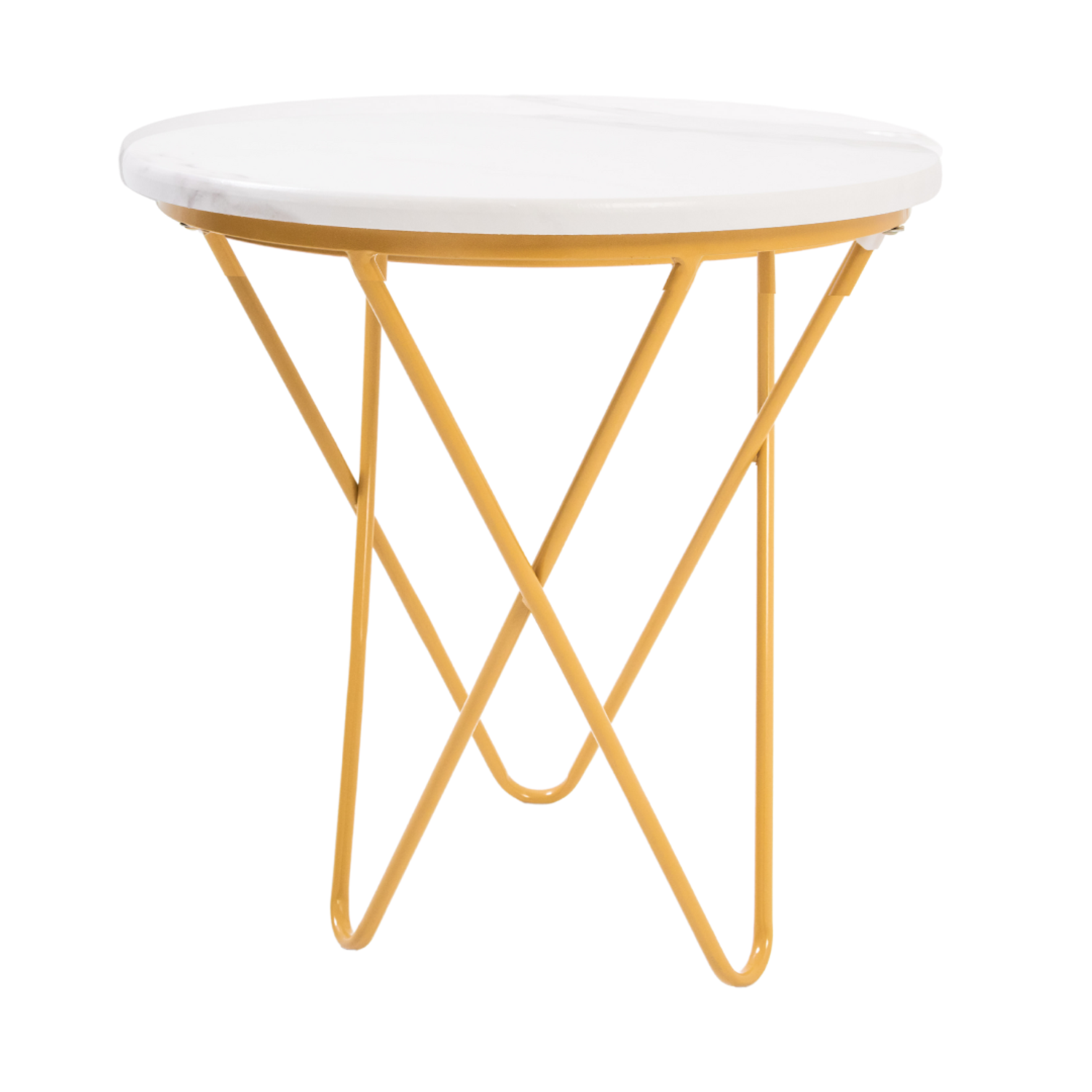 Mesa Lateral o Auxiliar Patas Doradas Efecto Mármol 53×50 2