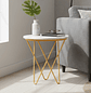 Mesa Lateral o Auxiliar Patas Doradas Efecto Mármol 53×50 - Miniatura 1