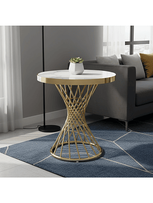 Mesa Lateral Dorada de Mármol Estilo Glam