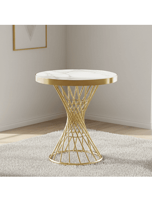 Mesa Lateral Dorada de Mármol Estilo Glam