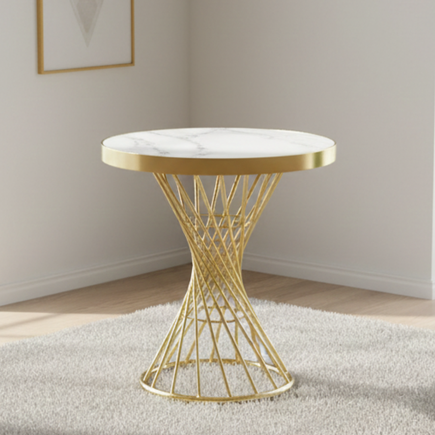 Mesa Lateral Dorada de Mármol Estilo Glam 1