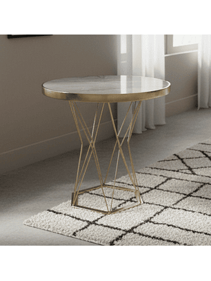 Mesa Lateral Efecto Mármol Gris