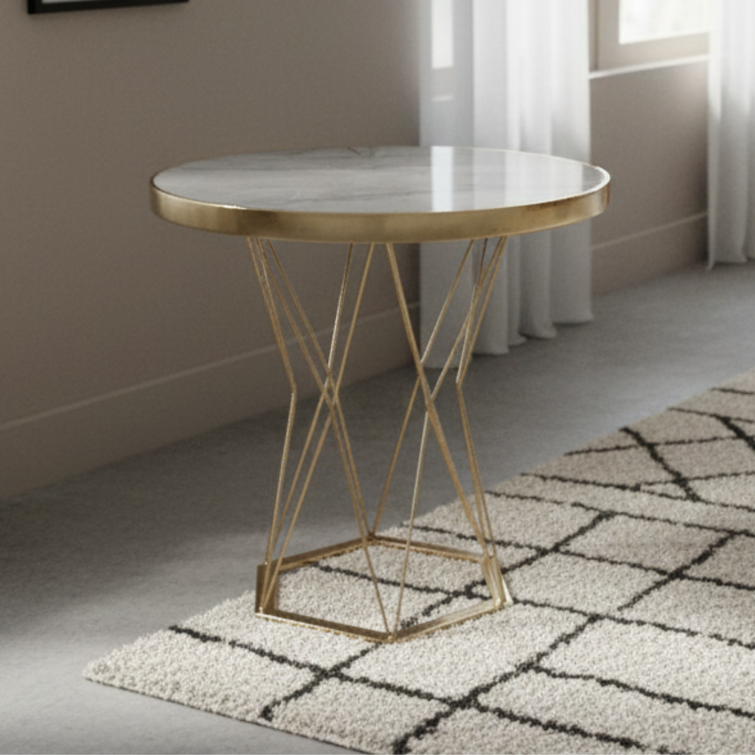 Mesa Lateral Efecto Mármol Gris 2