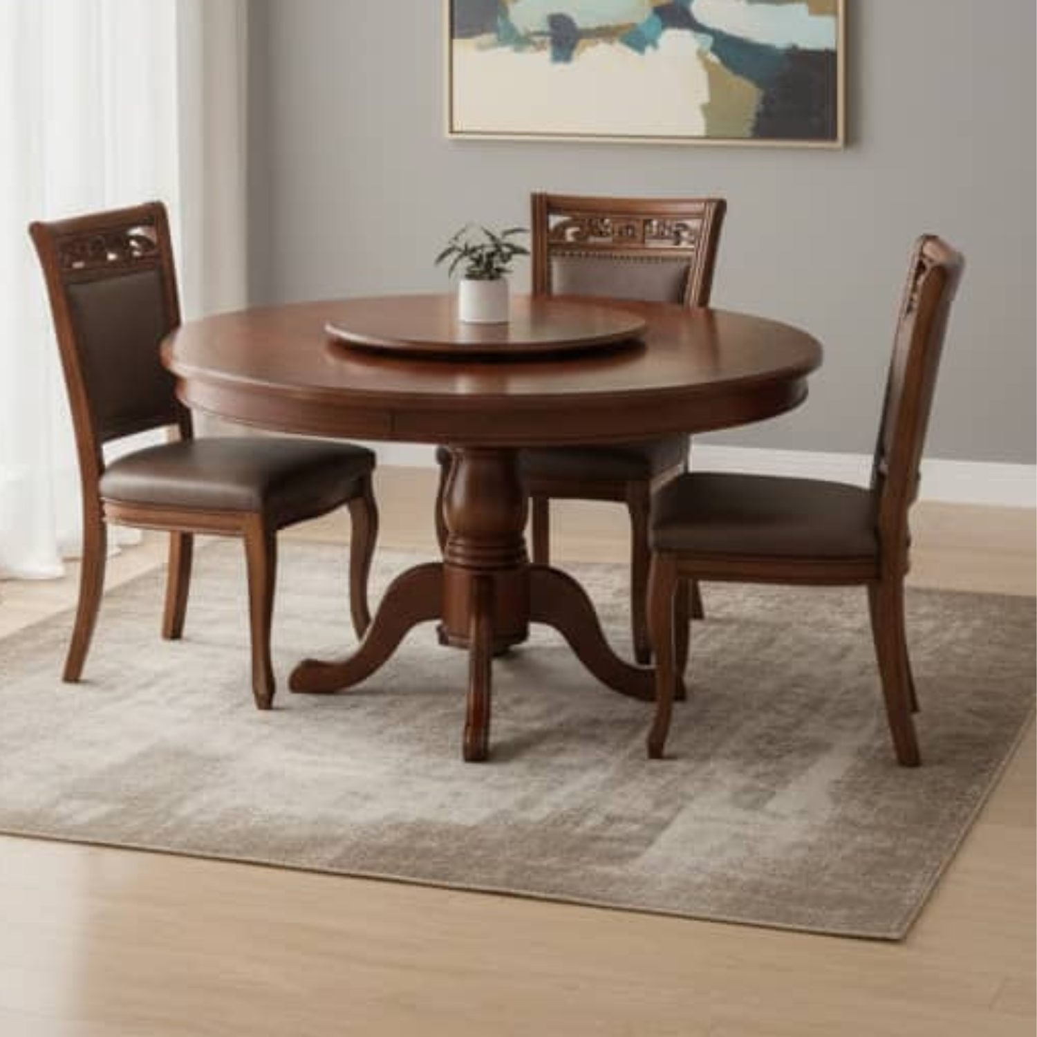 Comedor Redondo de 6 Sillas en Madera Roble Americano 3