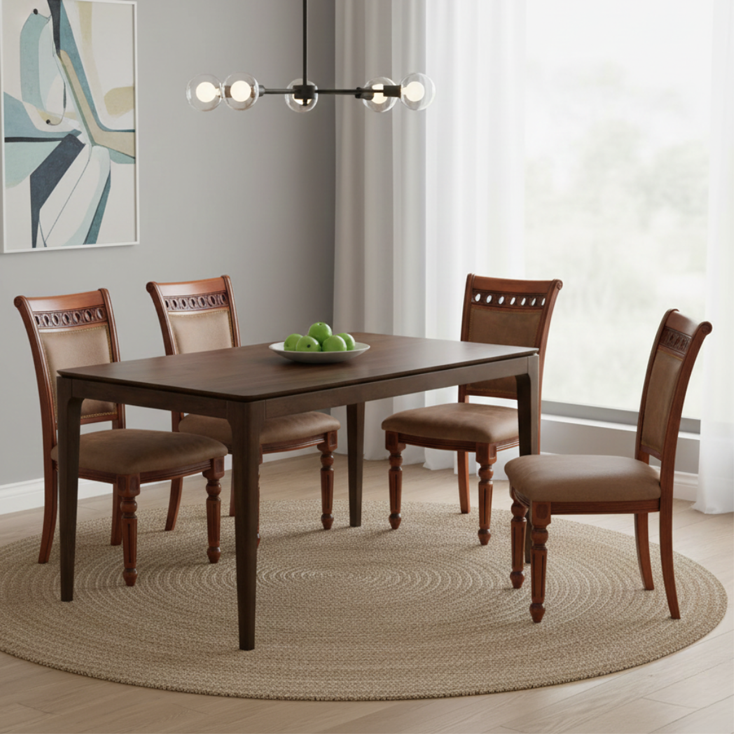 Juego de Comedor Acolchado de 4 Sillas 1