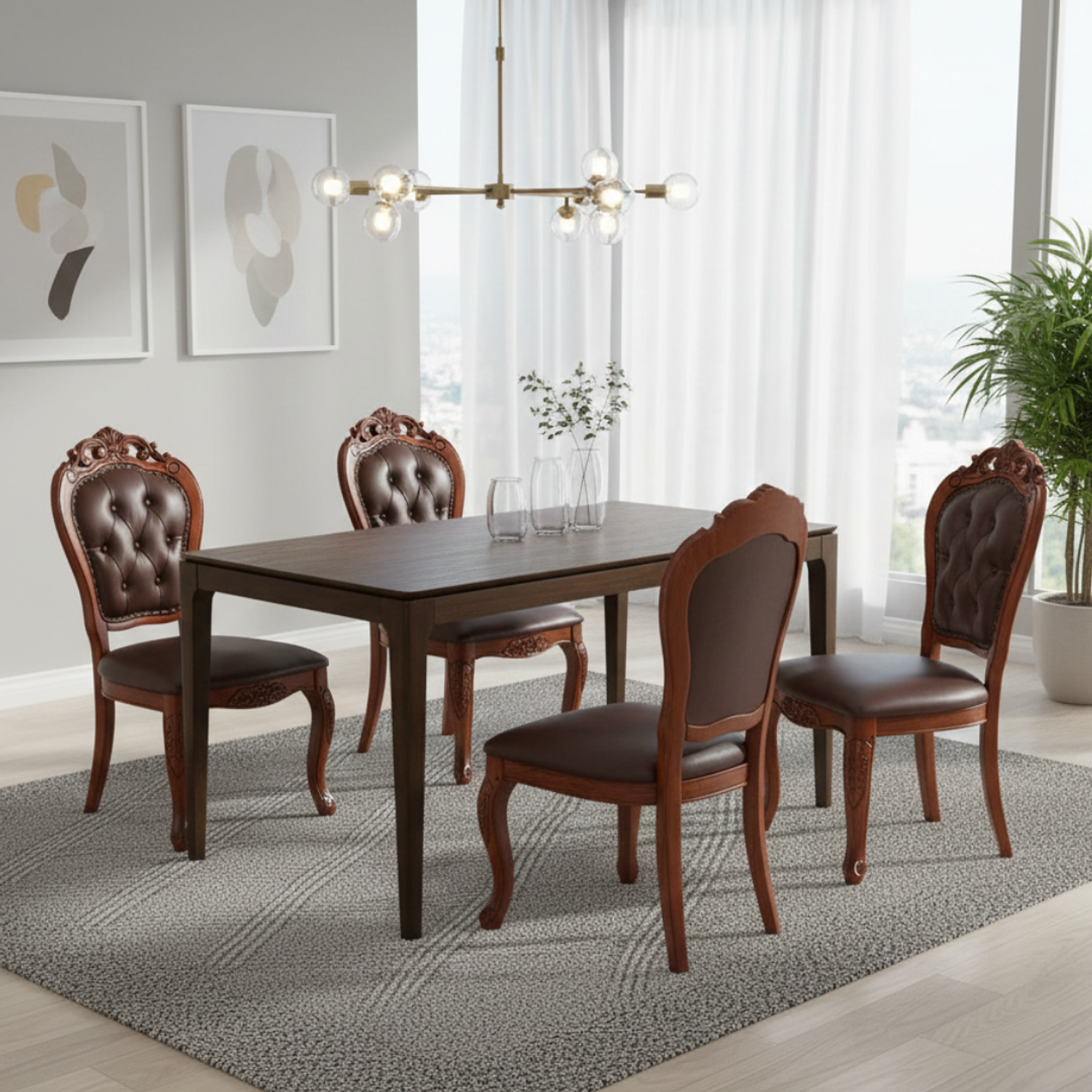 Juego de Comedor Capitoné de 4 Sillas  1