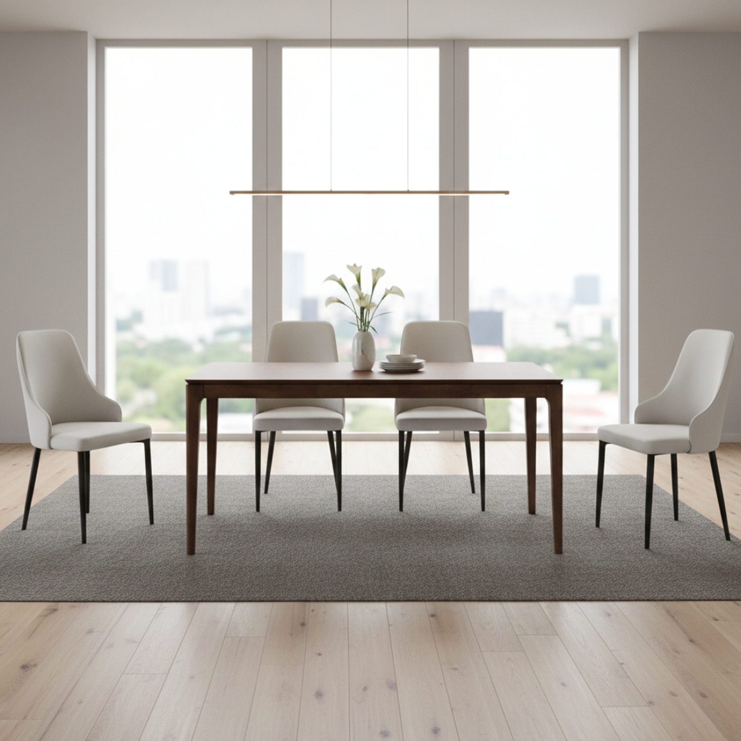 Juego de Comedor Moderno de Madera de 4 y 6 Sillas Tapizada  9