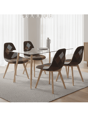 Comedor de Vidrio y 4 Sillas Davinci 120*80 