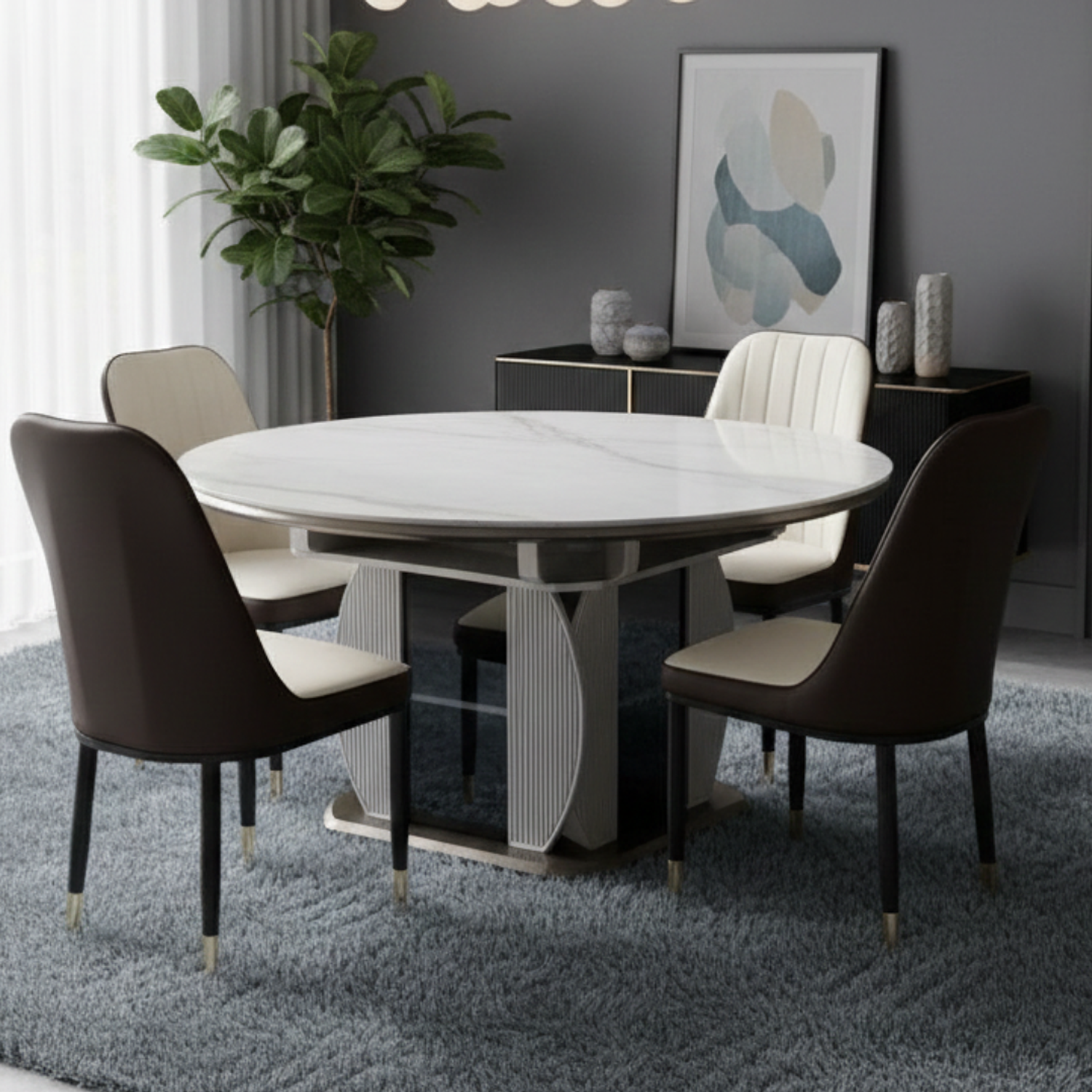 Juego de Comedor Extensible Circular Argelia 4 Sillas 1