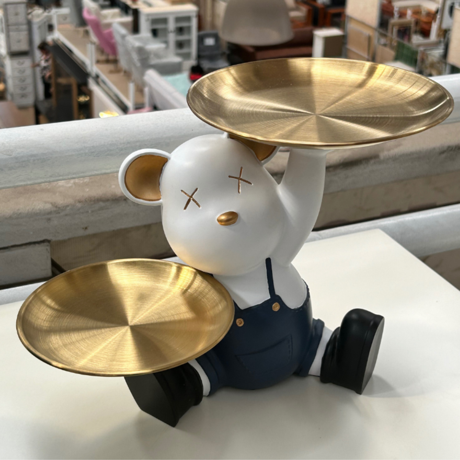 Decoración Oso Mayordomo con  2 Bandeja de Almacenamiento 1