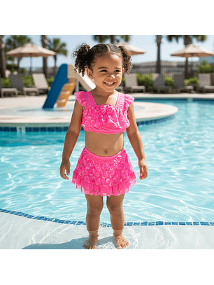 Traje de Baño Vestidos Rosa con Pantaloncillo Debajo