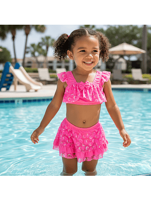 Traje de Baño Vestidos Rosa con Pantaloncillo Debajo