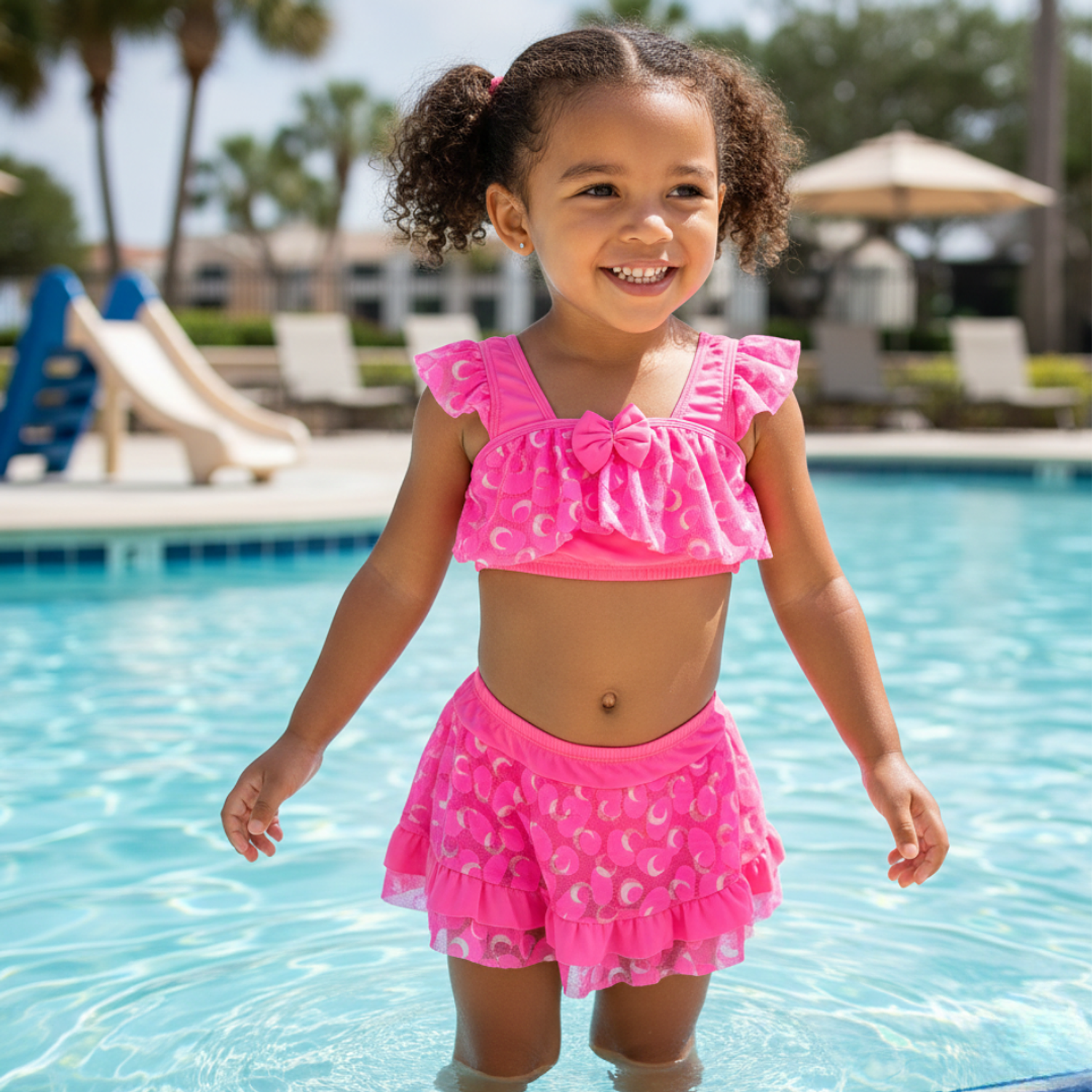 Traje de Baño Vestidos Rosa con Pantaloncillo Debajo 2