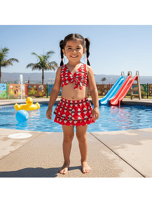 Traje de Baño para Niñas 2 Piezas y Short Lycra