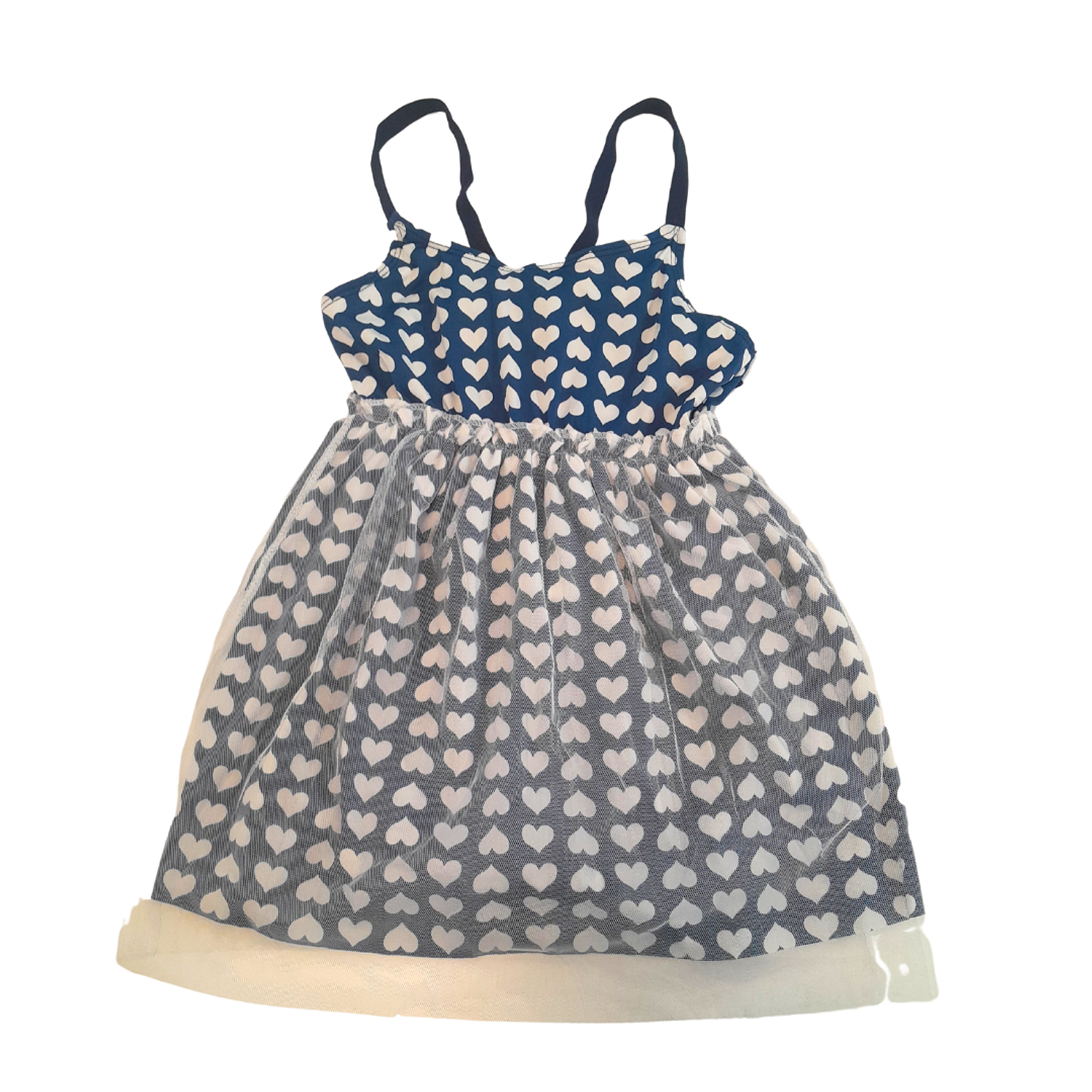 Traje de Baño Vestido Niña Corazones Malla Azul Marino 3