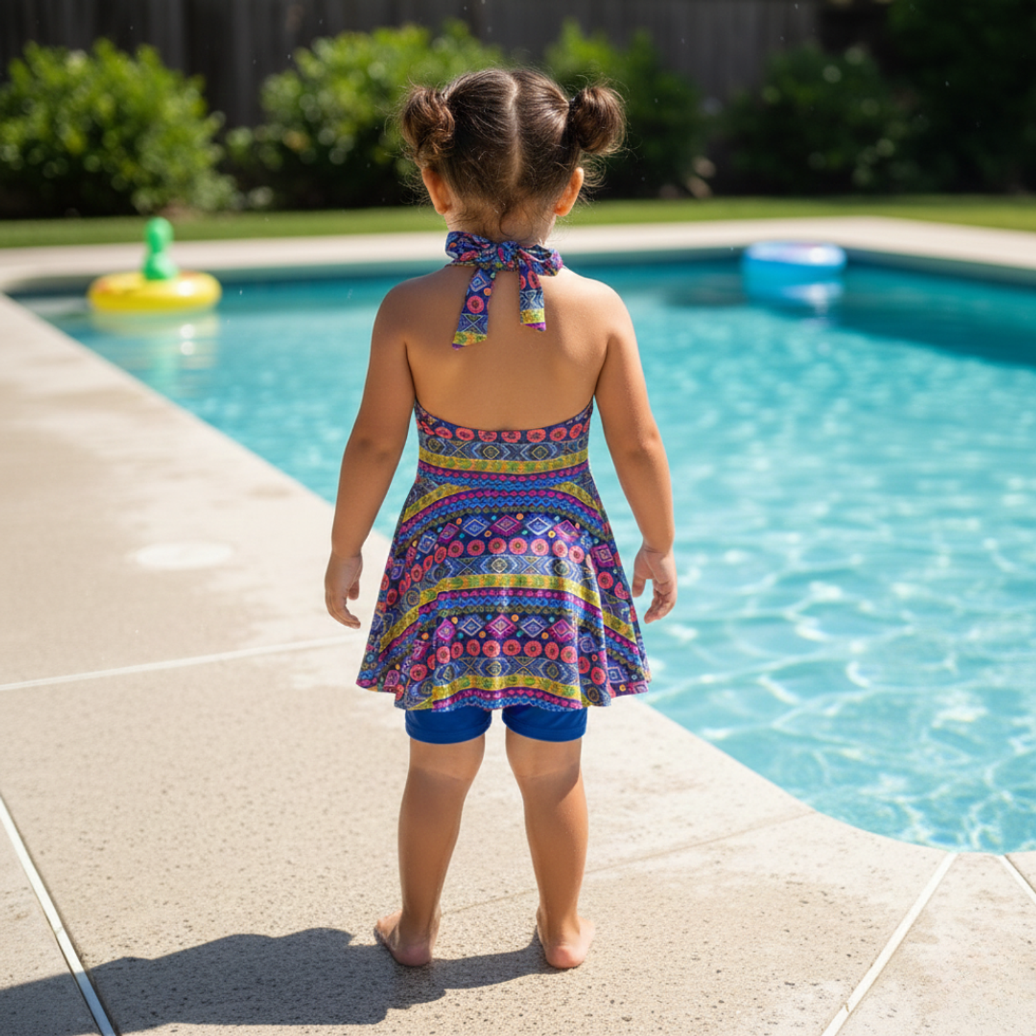 Traje de Baño Vestido para Niña Estampado con Short Integrado 2