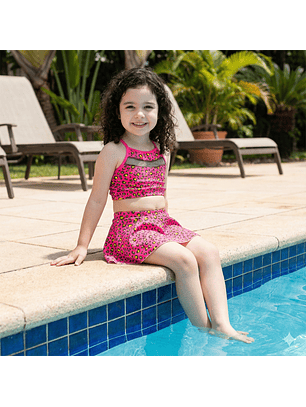 Traje de Baño para Niñas 2 Piezas con Short Rosado