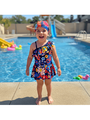 Traje de Baño y Falda de Verano para Niñas con Short