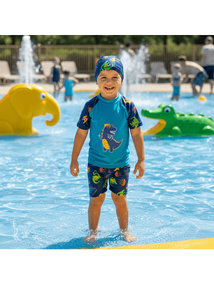 Traje de Baño Niños Dinosaurio color Azul