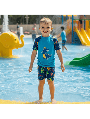 Traje de Baño Niños Dinosaurio color Azul