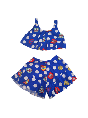 Traje de Baño para Niñas 2 Piezas y short Azul