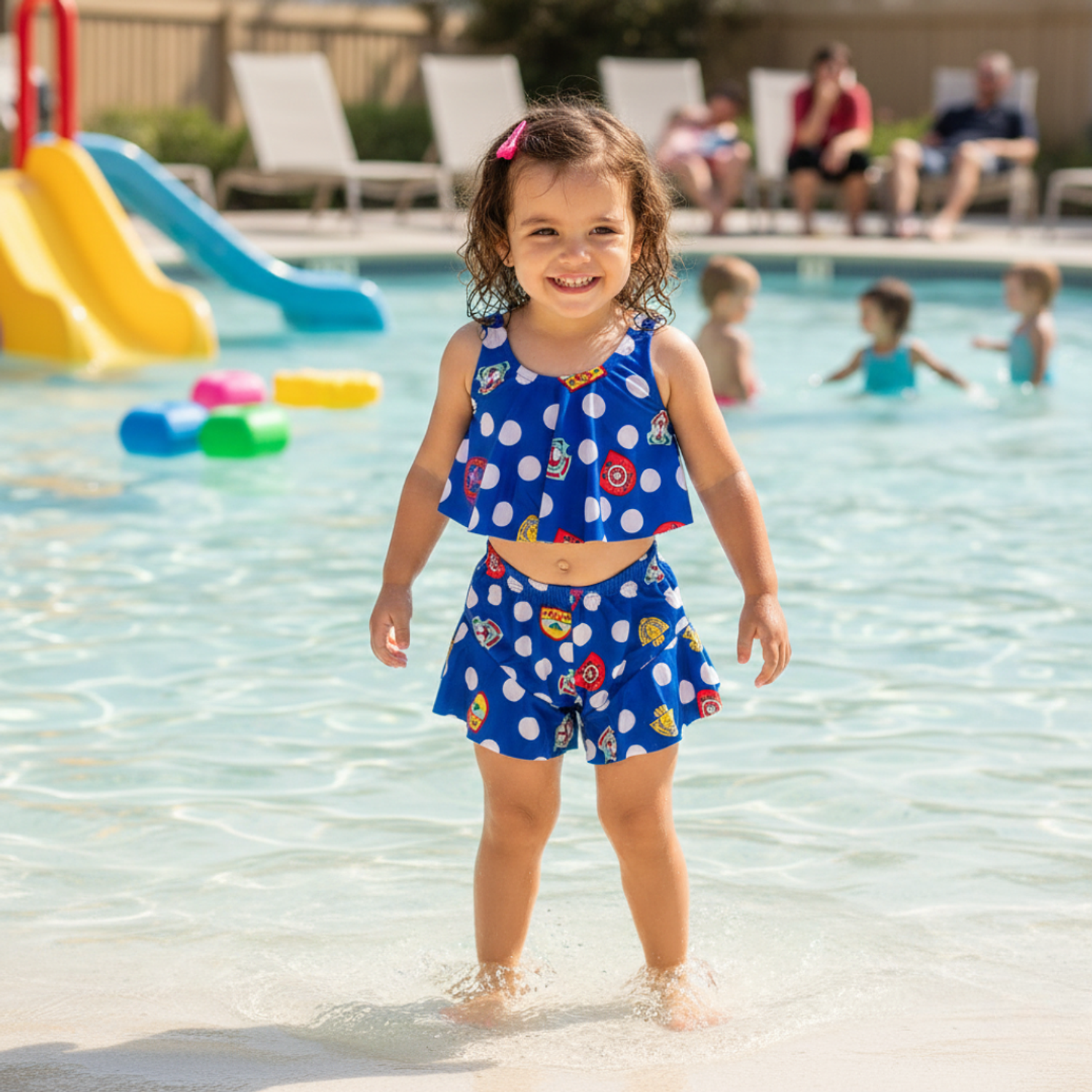 Traje de Baño para Niñas 2 Piezas y short Azul 1
