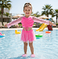 Traje de Baño para Niñas Manga Larga Rosado - Miniatura 1