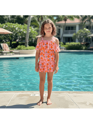 Traje de Baño para Niñas con Falda y Short