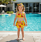 Traje de Baño para Niñas con Top y Short Amarillo - Miniatura 1