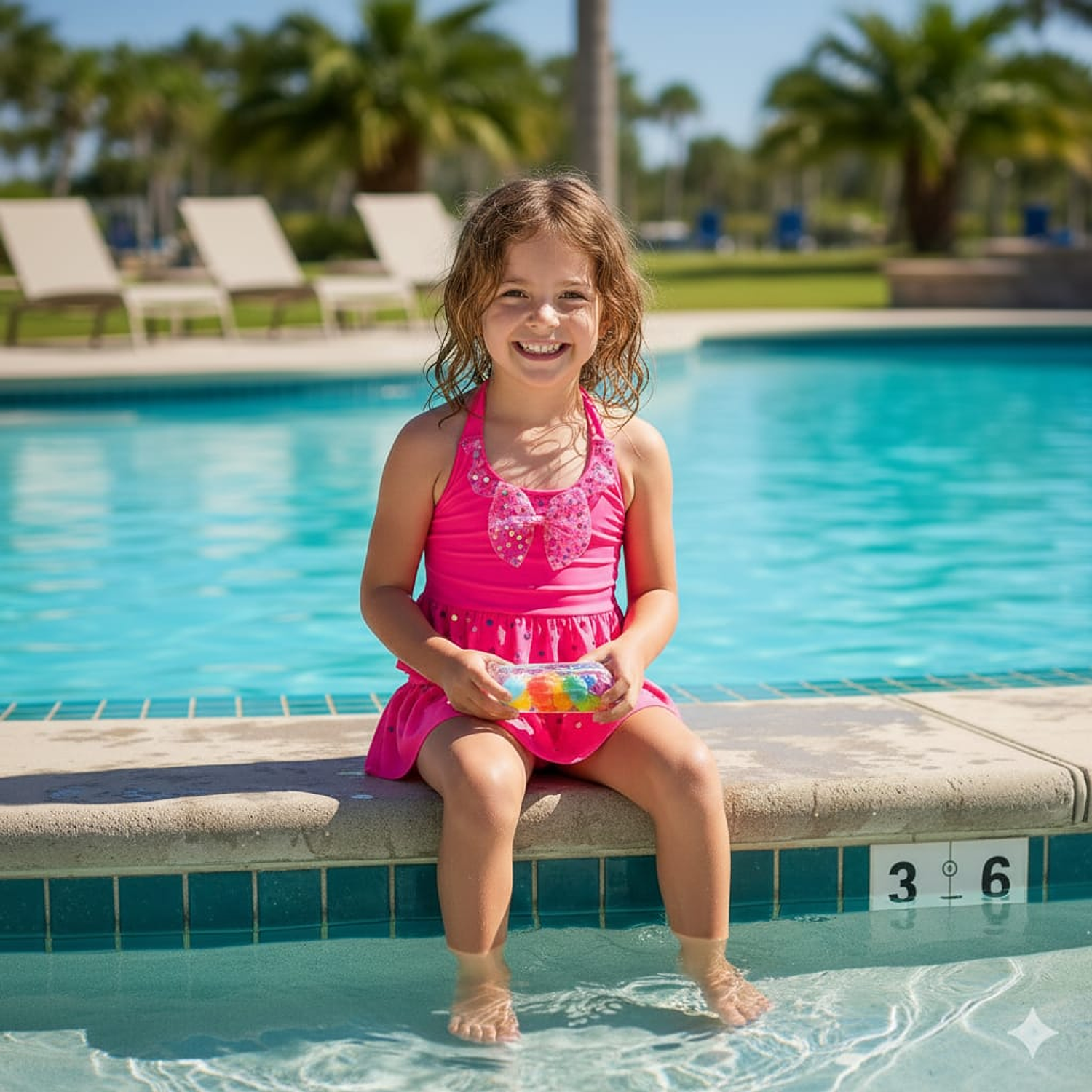 Traje de Baño para Niñas con Short Fucsia 5