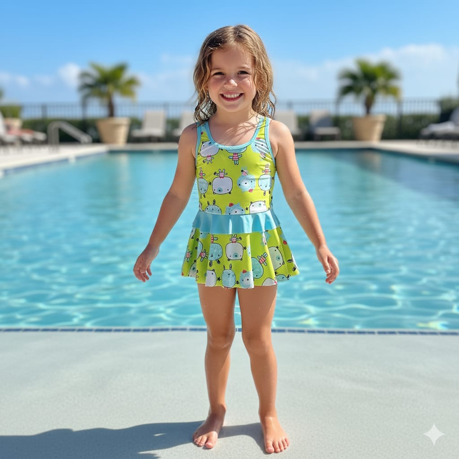 Traje de Baño para Niñas 1 Pieza y Short 1