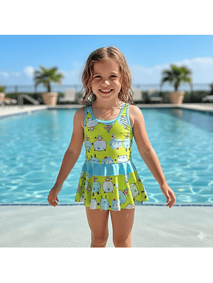 Traje de Baño para Niñas 1 Pieza y Short