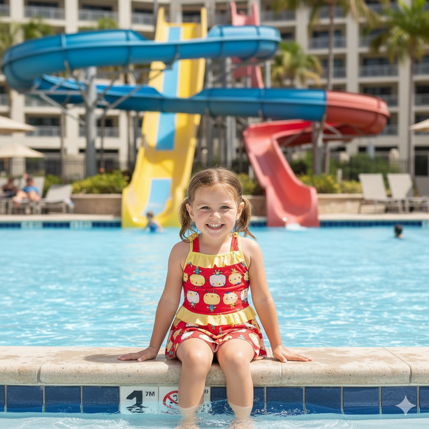 Traje de Baño para Niñas 1 Pieza y Short Rojo 2