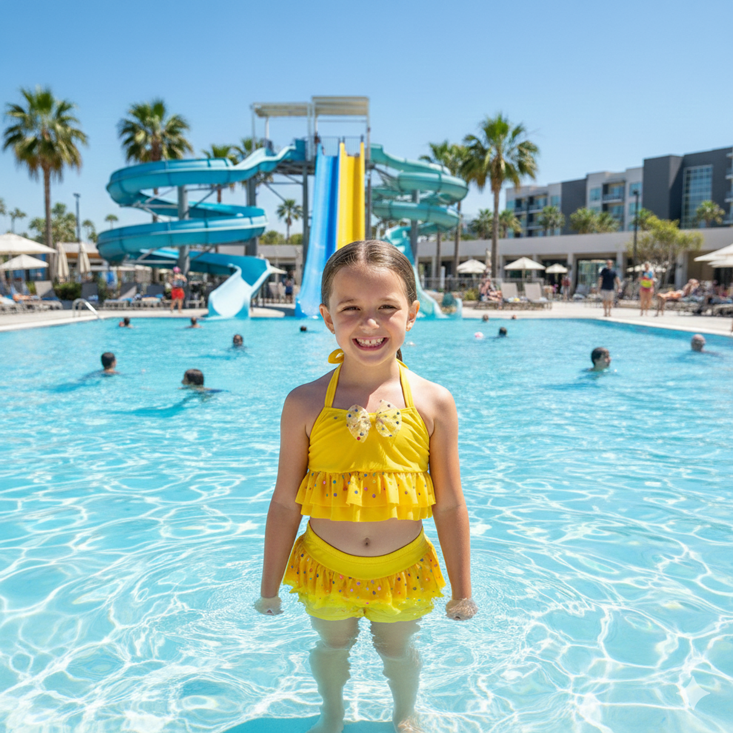 Traje de Baño para Niñas con Short Amarillo 1