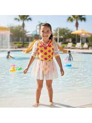 Traje de Baño para Niñas con Tul Manga Larga