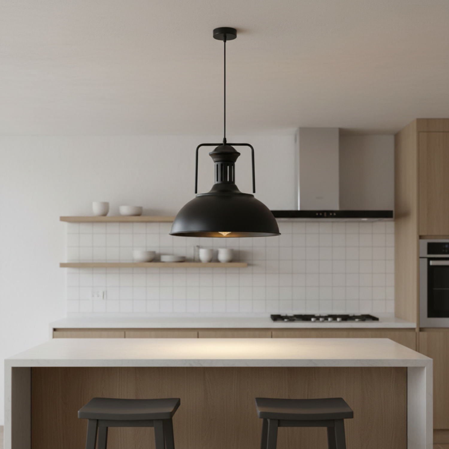 Lámpara Colgante Lisa Aluminio Negro  1