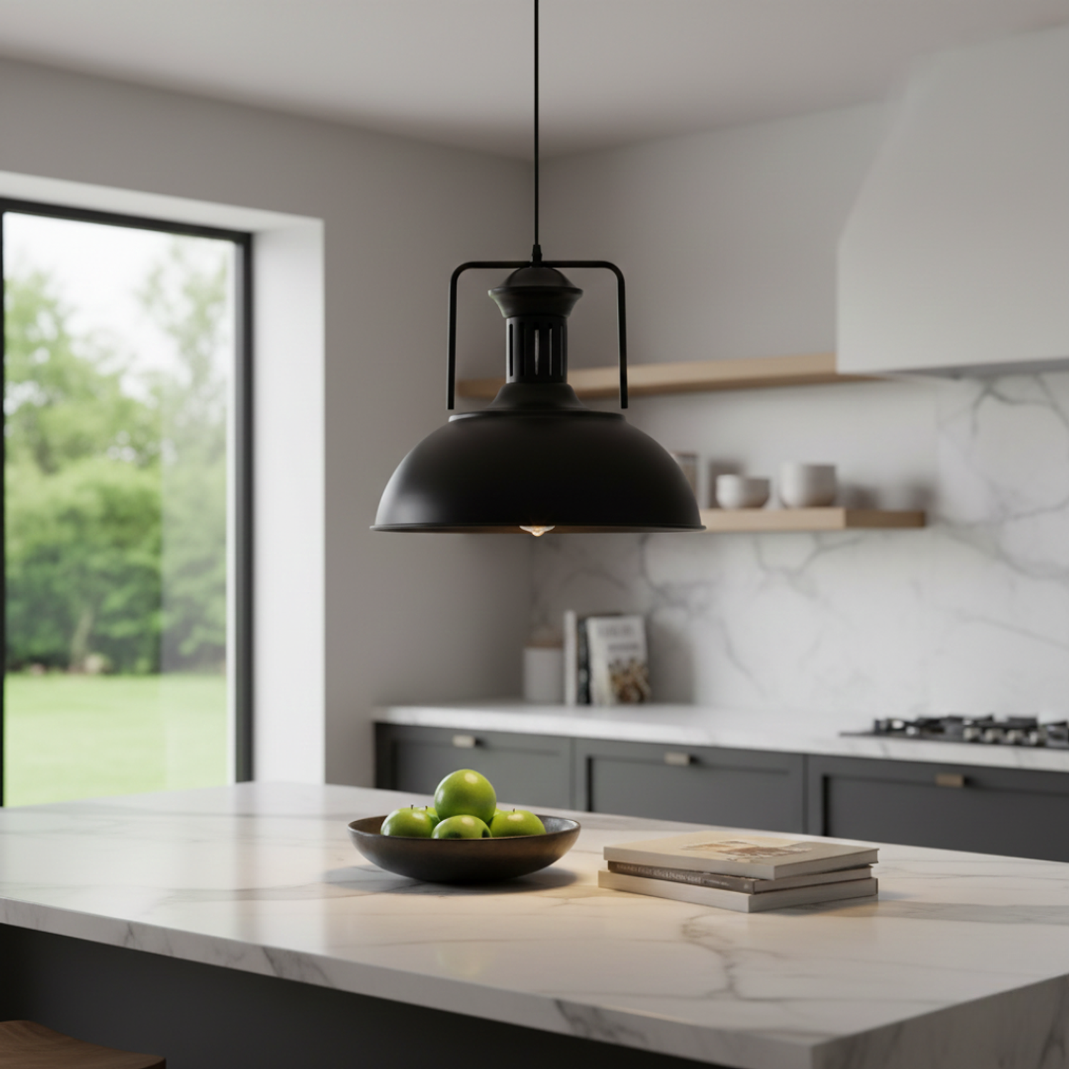 Lámpara Colgante Lisa Aluminio Negro  2