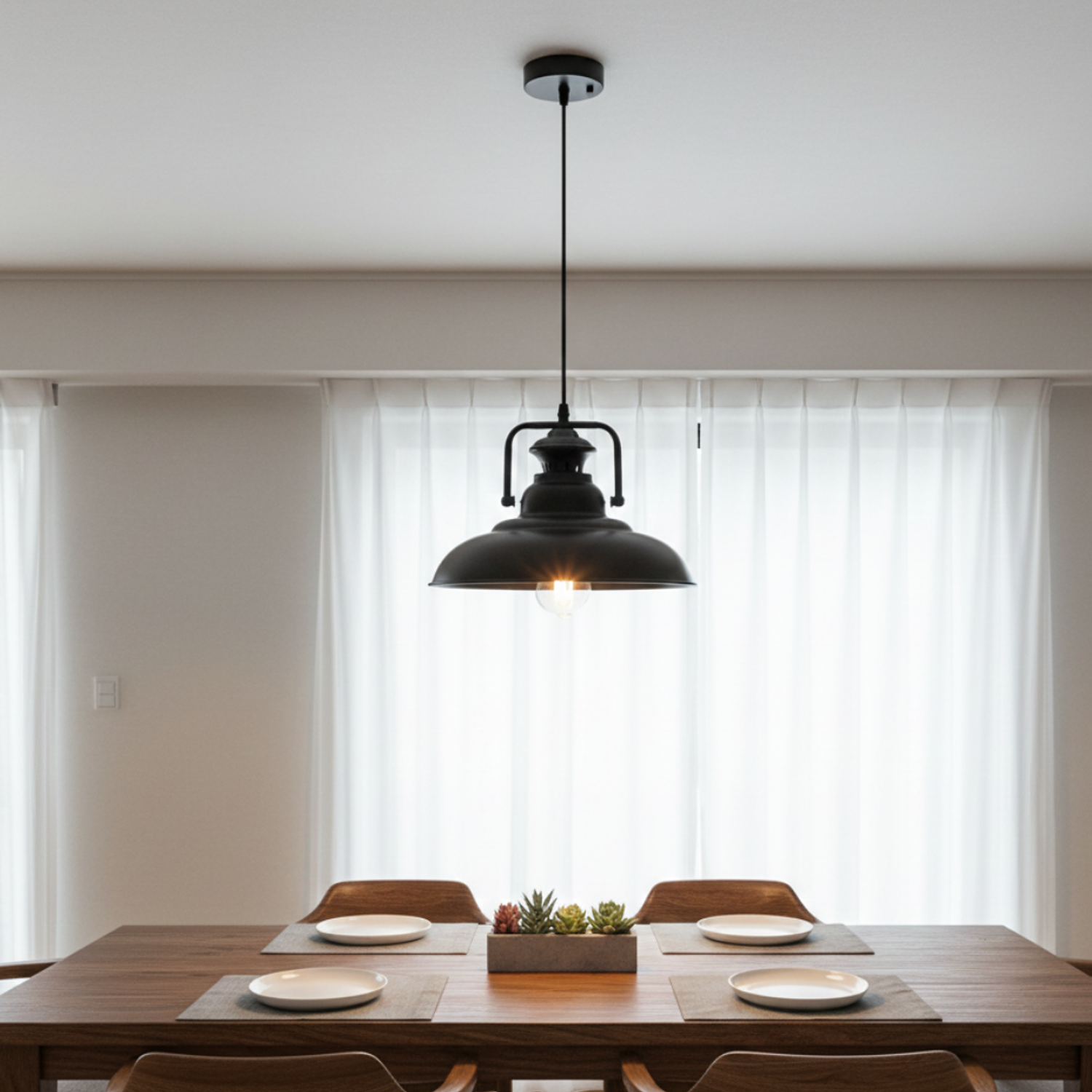 Lámpara Colgante Lisa Aluminio Negro Iglesia 1