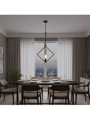 Lámpara Colgante Rutica en Forma De Cuadrado Invertido