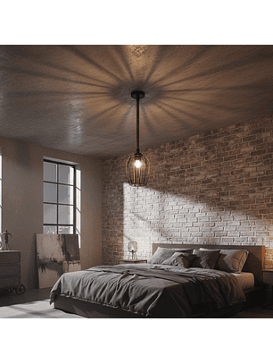 Lámpara Colgante Rústica Negra en Forma De Copa