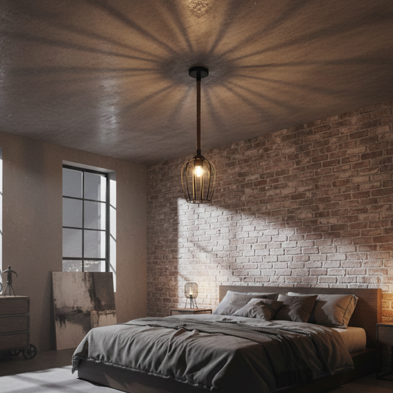 Lámpara Colgante Rústica Negra en Forma De Copa 1