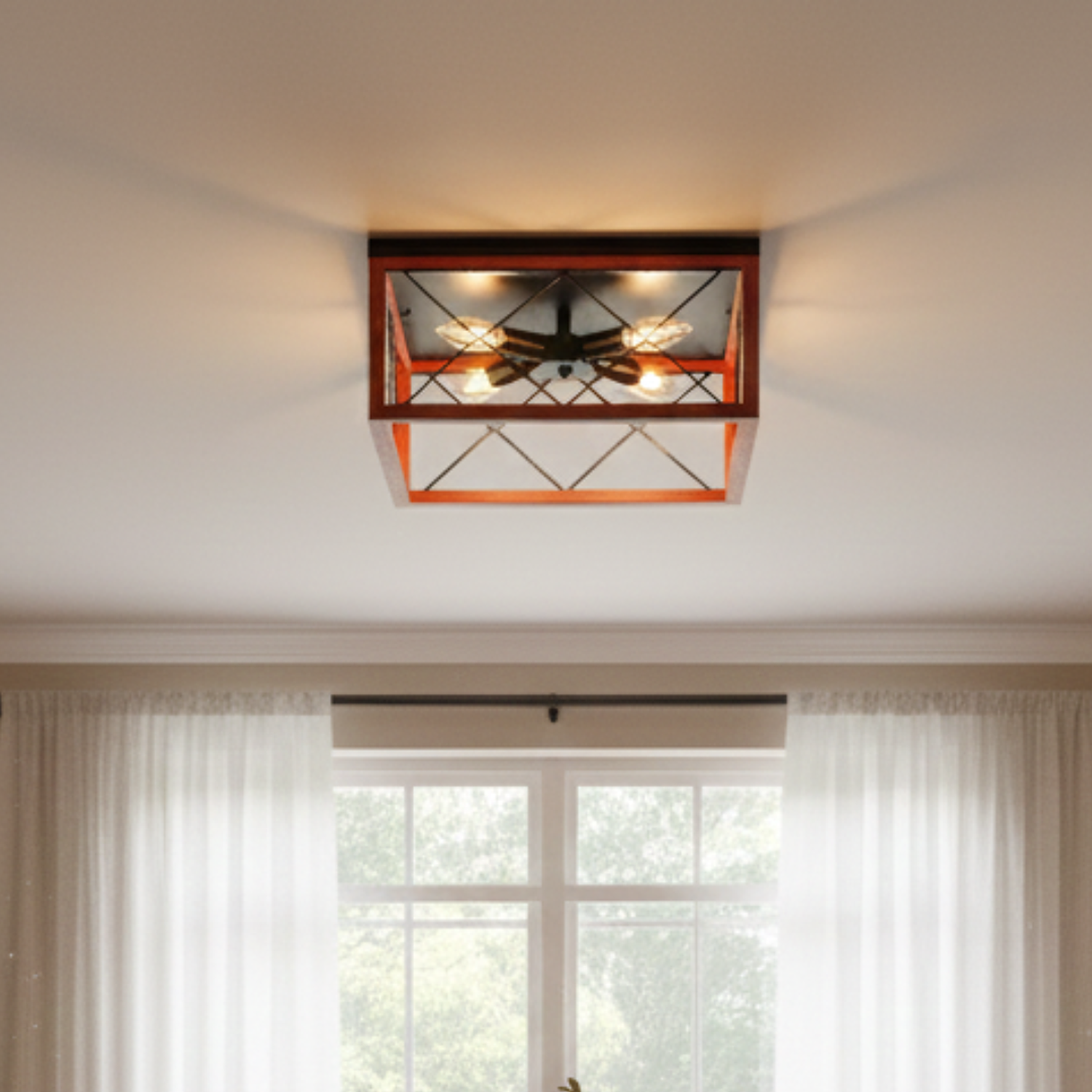 Lámpara Colgante Aluminio en Forma De Cesta color Rojo 1