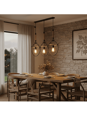 Lámpara Colgante Decorativa Rústica Tres Círculos 