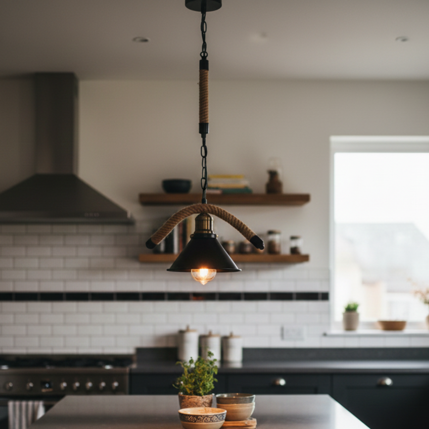 Lámpara Colgante Metal Rústica Cadena 1