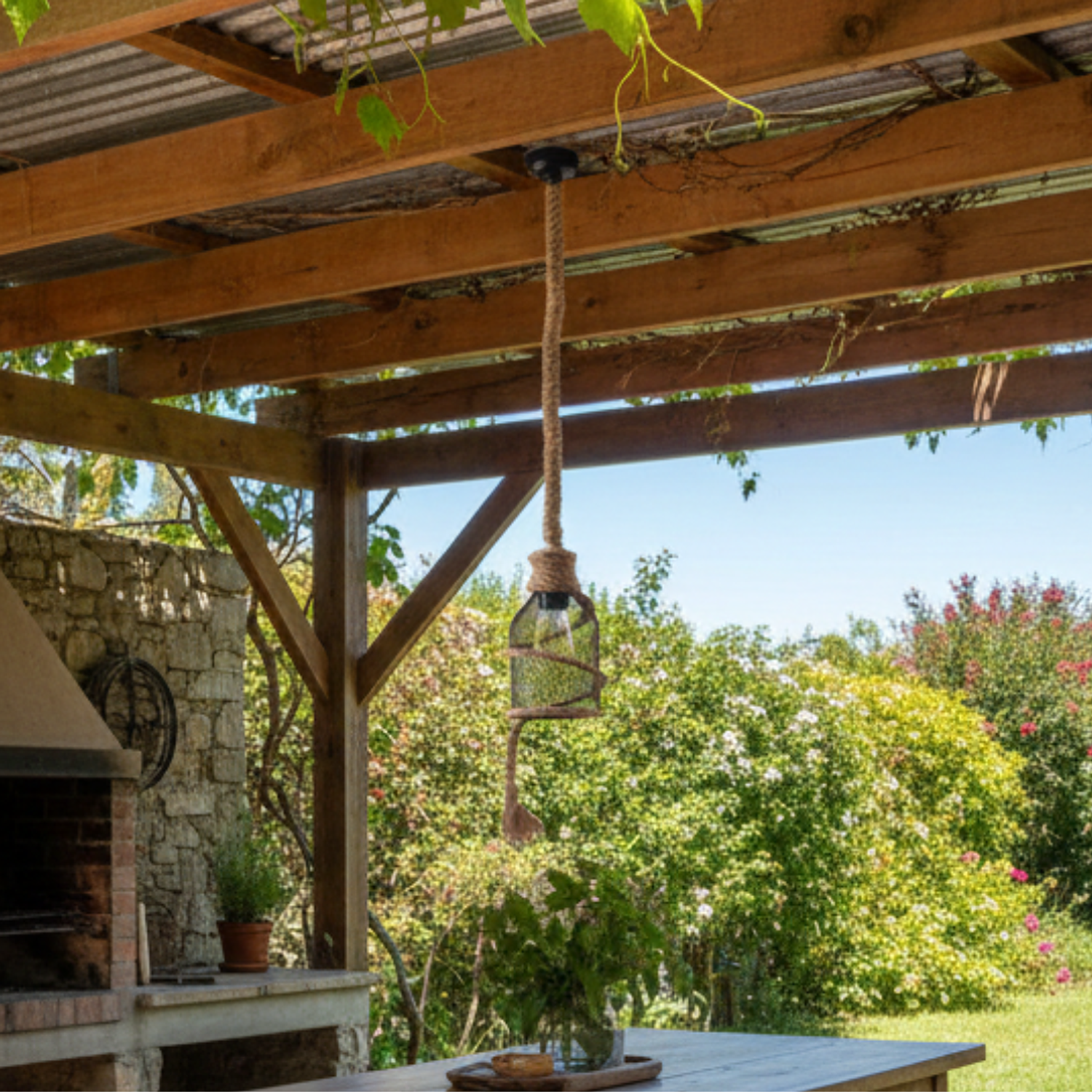 Lámpara Colgante Rústica Botella 2