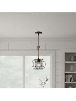 Lampara Colgante Metal con Cesta en Espiral Negro