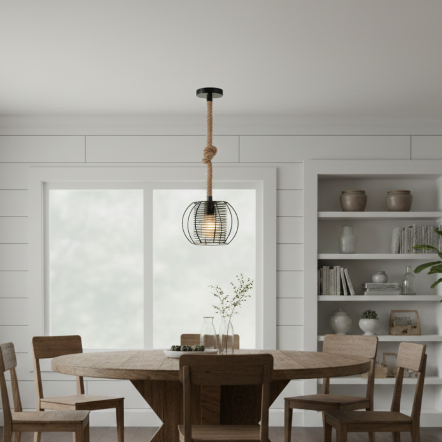 Lampara Colgante Metal con Cesta en Espiral Negro 3