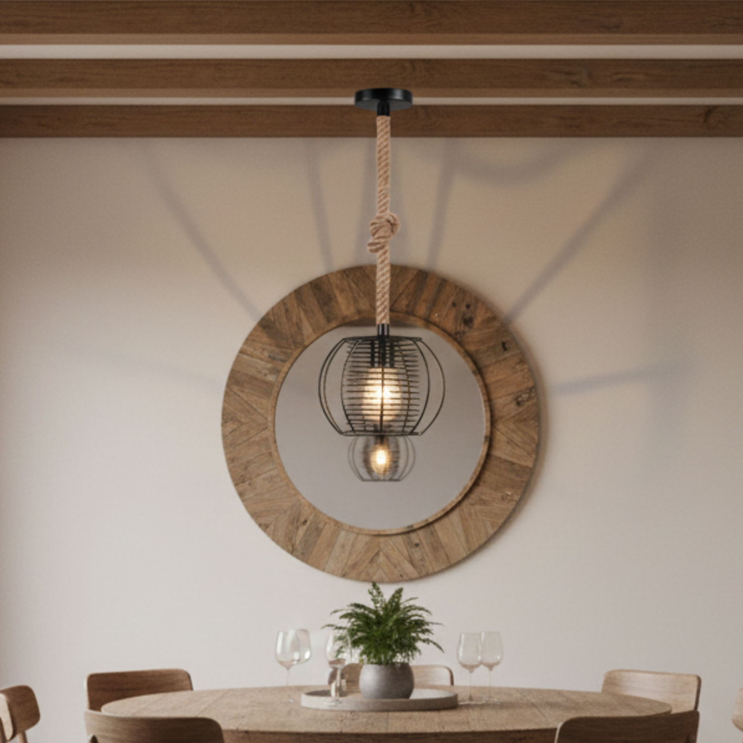 Lampara Colgante Metal con Cesta en Espiral Negro 4