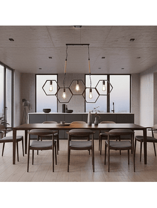 Lámpara Colgante en Hexagonal Con Metal 