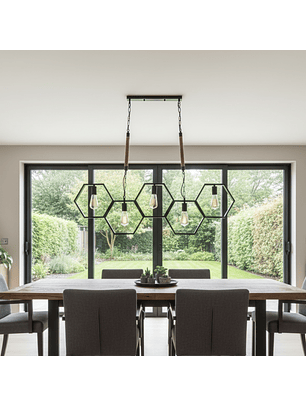 Lámpara Colgante en Hexagonal Con Metal 